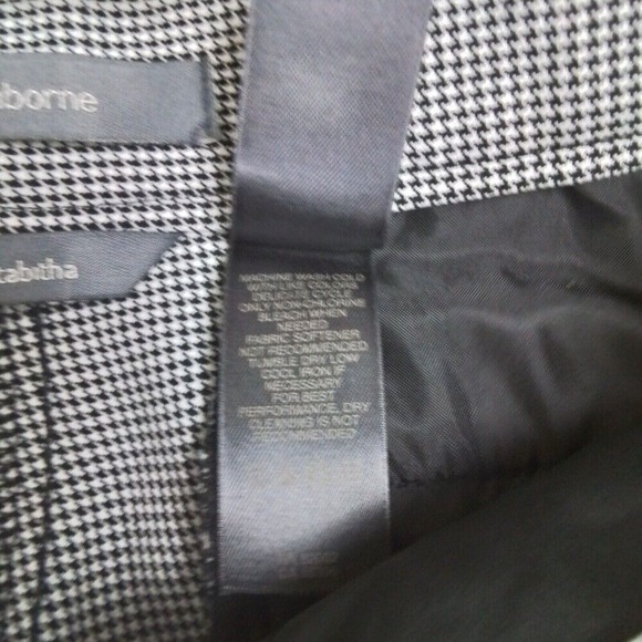 Liz Claiborne Tabitha‎ Pant 2 Petite Black White Herringbone Mid Rise Straight - Picture 14 of 15